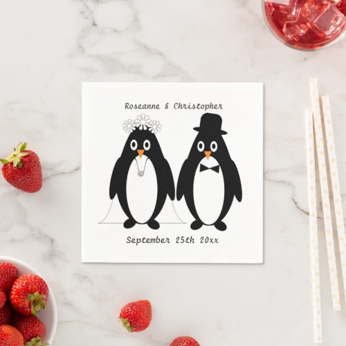 Penguin Design Wedding Napkins