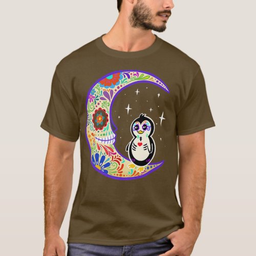 Penguin Dia de Los Muertos Skeleton  T_Shirt