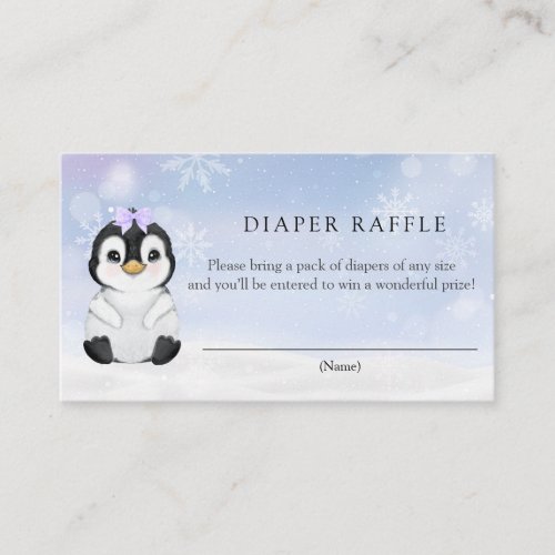 Penguin Diaper Raffle Enclosure Card