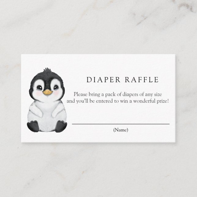 Penguin Diaper Raffle Enclosure Card (Front)