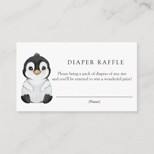 Penguin Diaper Raffle Enclosure Card