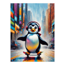 Penguin Digital Art Painting Cool