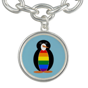Penguin Dressed in the Gay Pride Rainbow Flag Bracelet