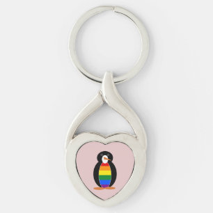 Penguin Dressed in the Gay Pride Rainbow Flag Keychain