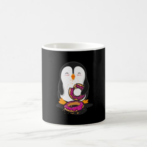 Penguin eating donuts coffee mug