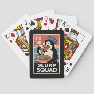 Penguin Eating Ramen Funny Slurp Squad Poker Cards