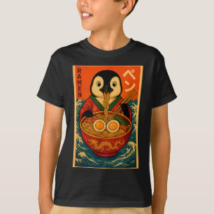 Penguin Eating Ramen Japanese Noodles Funny T-Shirt