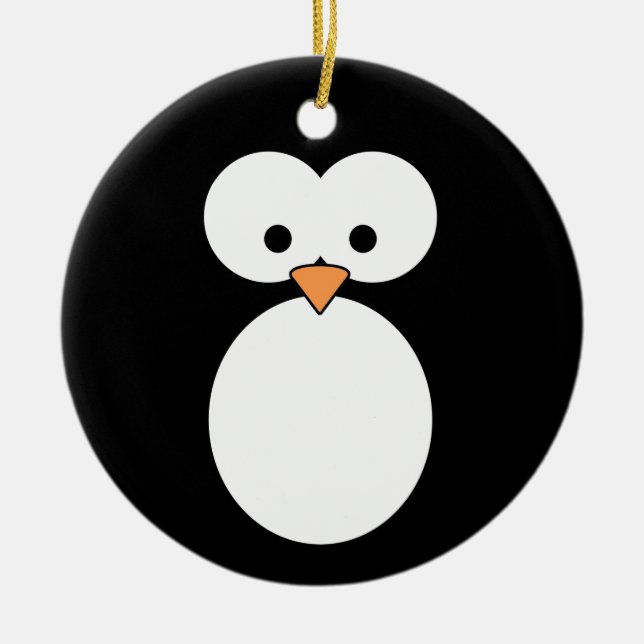 Penguin Eyes Ceramic Ornament (Front)