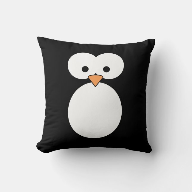 Penguin Eyes Throw Pillow (Front)