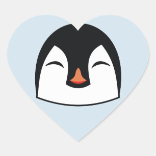 Penguin Face Heart Sticker