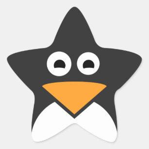 Penguin Face Star Sticker