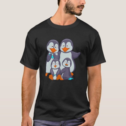 Penguin Family Aquatic Bird Flightless Animal Anta T_Shirt