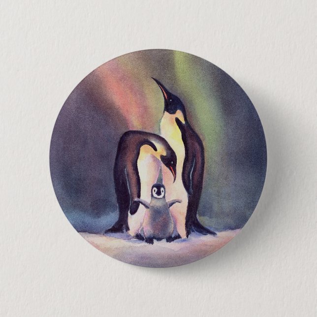 PENGUIN FAMILY by SHARON SHARPE Button (Front)