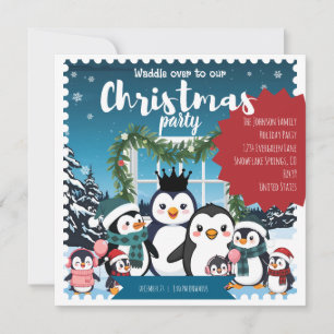 Penguin Family Christmas Party – Winter Fun Invitation