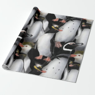 Penguin Family colorful wrapping paper