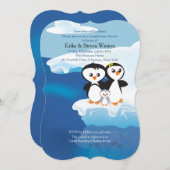 Penguin Family Couples Baby Shower Invitation (Front/Back)
