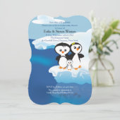 Penguin Family Couples Baby Shower Invitation (Standing Front)