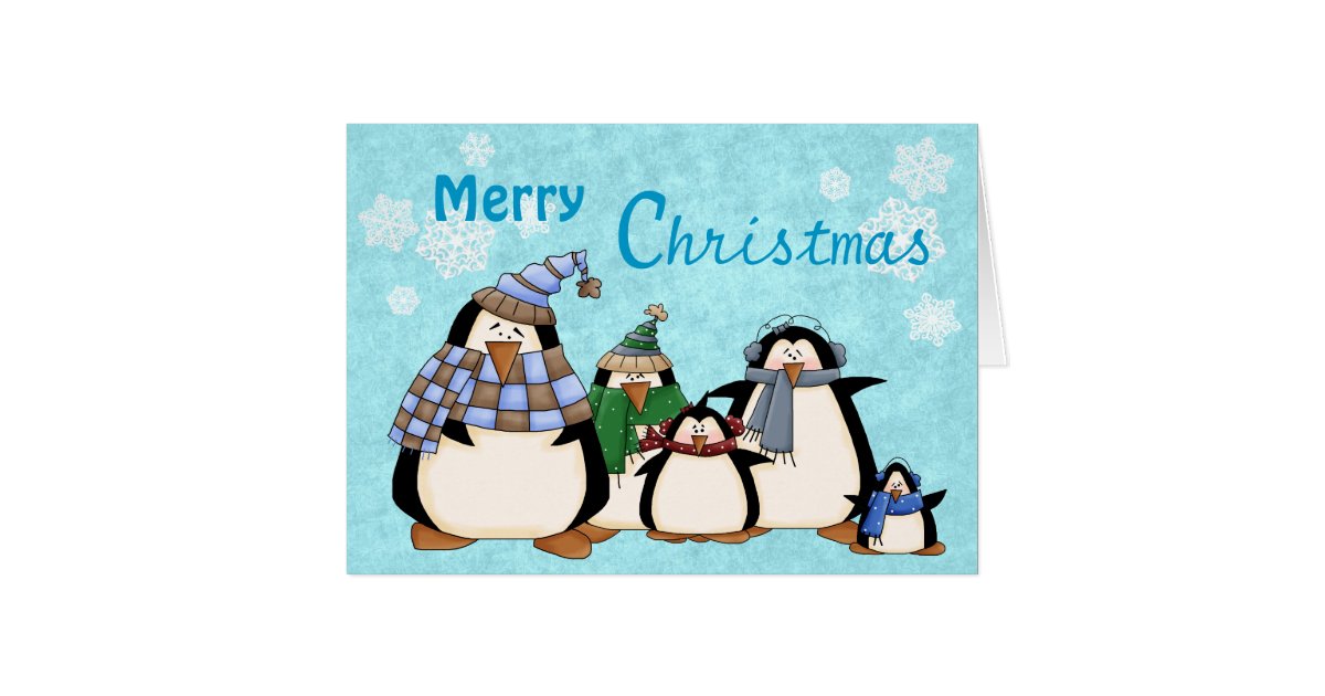 Penguin Family Custom Christmas Card | Zazzle