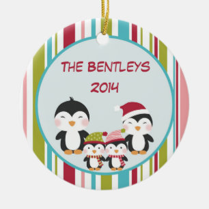 Penguin Family Customizable Christmas Ornament