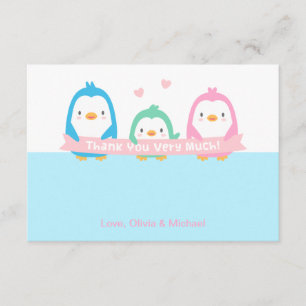 Penguin Family Cute Baby Shower Thank You Cards