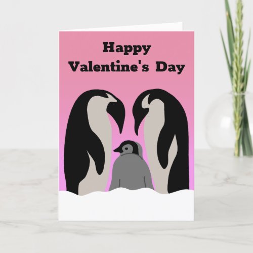 Penguin Family Cute Valentines Day for Relatives Card