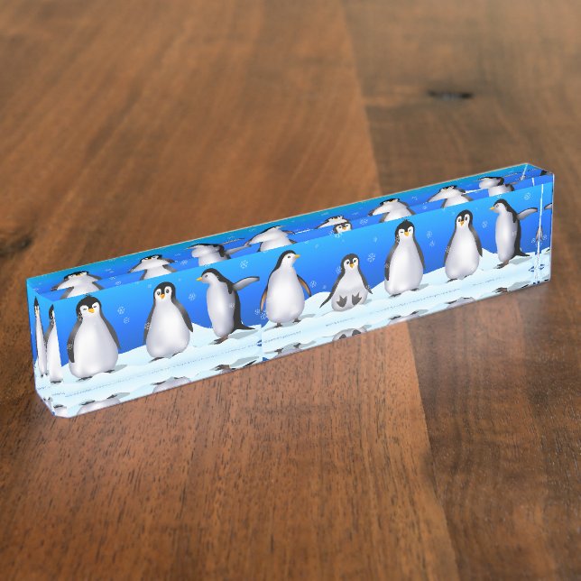 Penguin Family Desk Name Plate (Side)