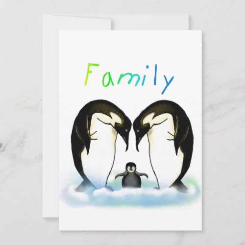 Penguin Family Girl's Invitation