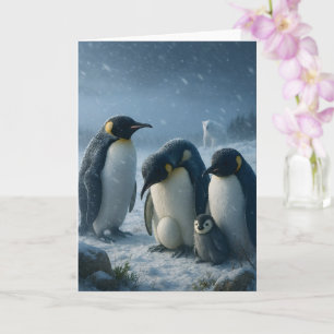 Penguin family graduation journey greeting card