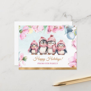 Penguin Family Happy Holidays PostCard