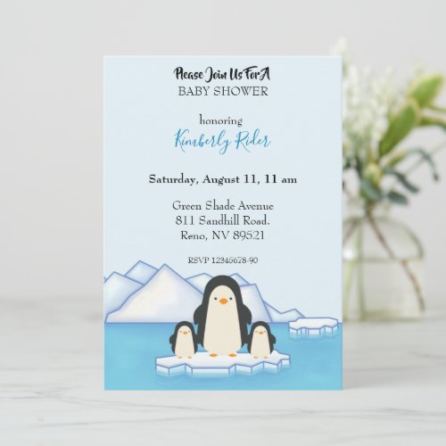 Penguin Family  Invitation