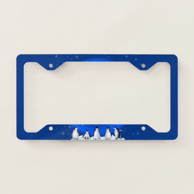 Penguin Family License Plate Frame (Front)