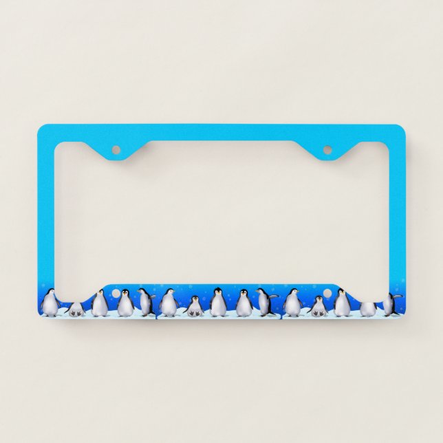 Penguin Family License Plate Frame (Front)