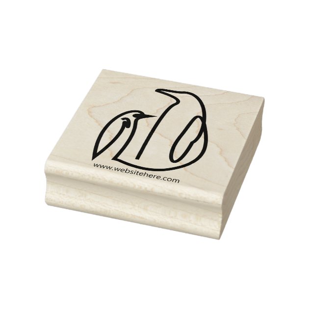 Penguin Family Line Art Bird Rubber Stamp