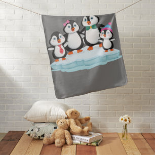 Penguin family love gift christmas birthday baby blanket
