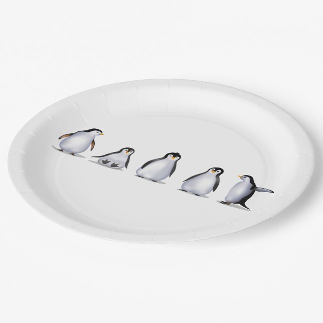 Penguin Family Paper Plates (Angled)