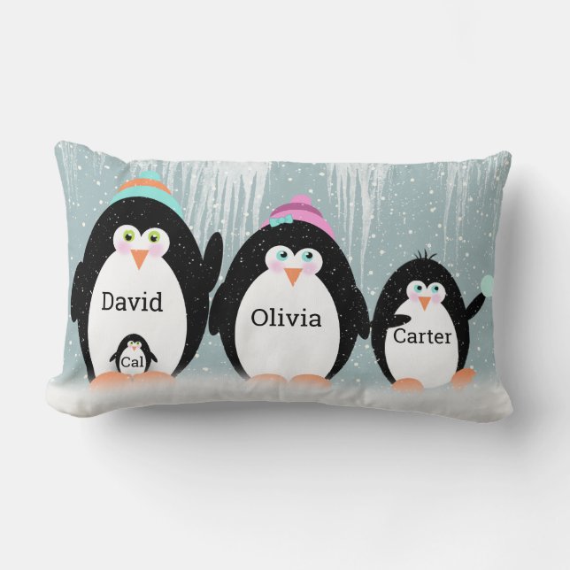 Penguin Family Throw Pillow (Front)