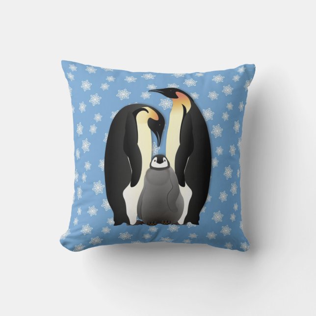 penguin family throw pillow (Front)