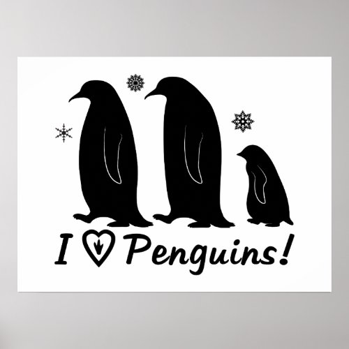 Penguin Family Walking in the Snow Poster