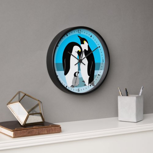 Penguin Family With Baby Chick Clock