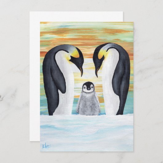 Penguin Family with Baby Penguin (Front/Back)