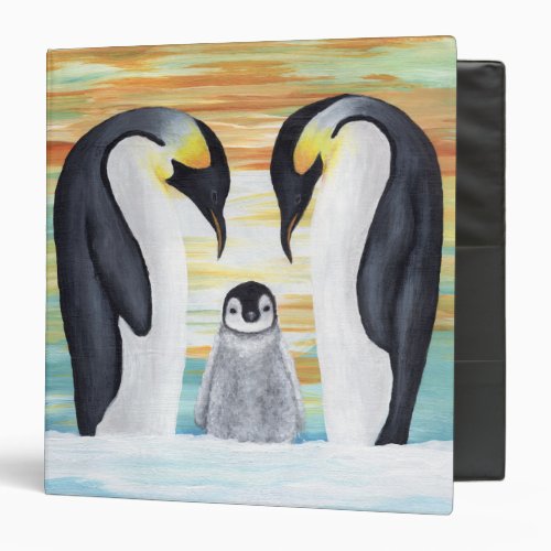 Penguin Family with Baby Penguin Binder