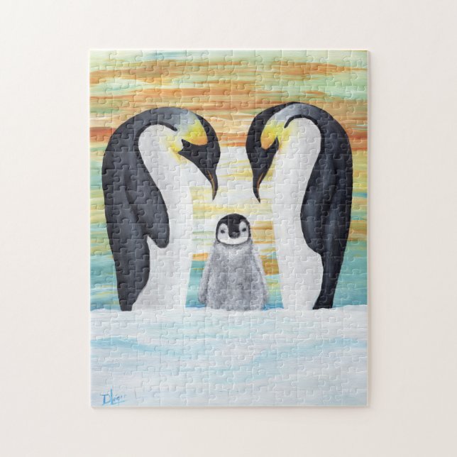 Penguin Family with Baby Penguin Jigsaw Puzzle (Vertical)