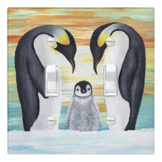 Penguin Family with Baby Penguin Light Switch Cover