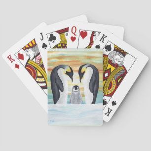 Penguin Family with Baby Penguin Poker Cards