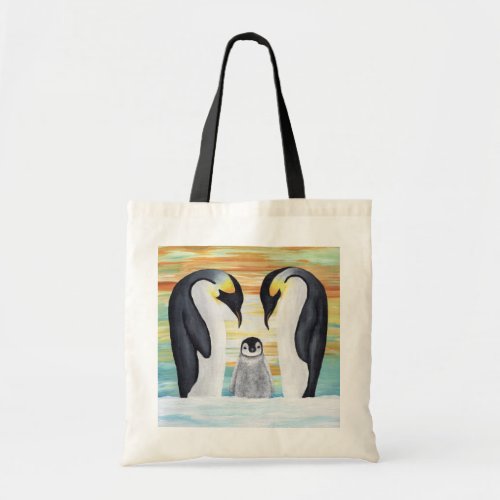 Penguin Family with Baby Penguin Tote Bag