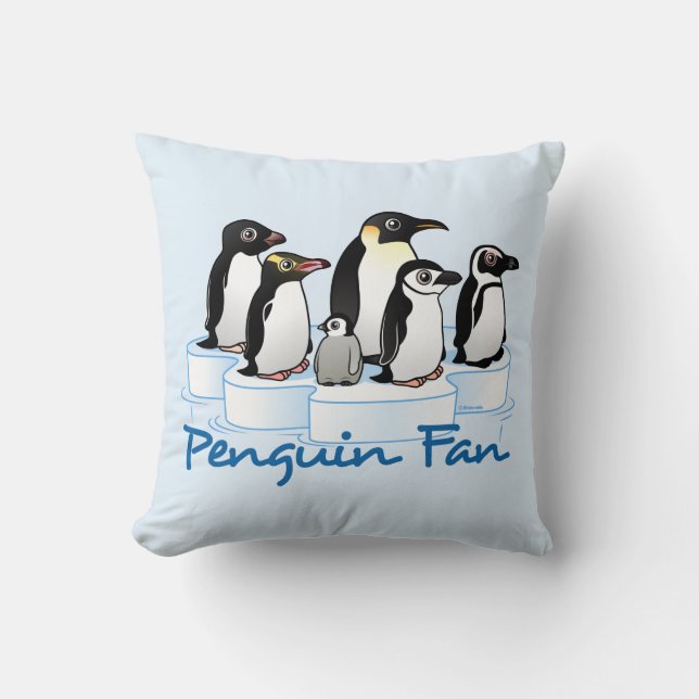 Penguin Fan Throw Pillow (Front)