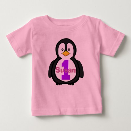 Penguin First Birthday Girl Shirt