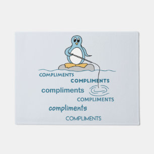 Penguin Fishing for Compliments Metaphor Doormat
