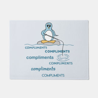 Penguin Fishing for Compliments Metaphor Doormat