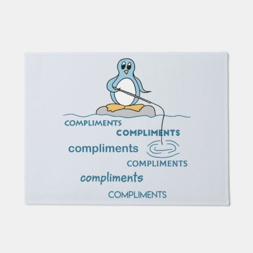 Penguin Fishing for Compliments Metaphor Doormat